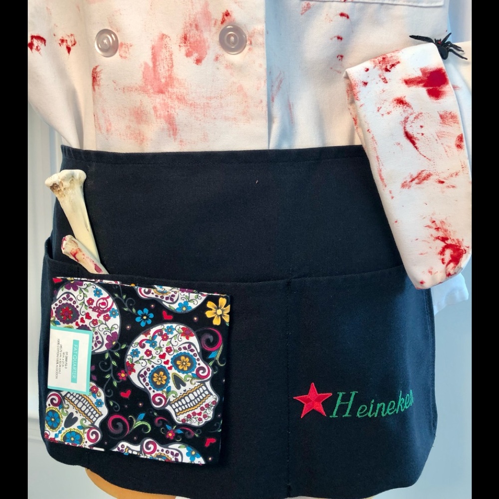 Heineken embroidered logo server apron 3 pkt Black One size